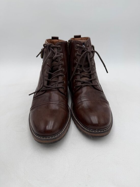 Madden Mens Brown Lace-Up Leather Boots Side Zipper Buckle Casual Chukka Size 10 main image 7